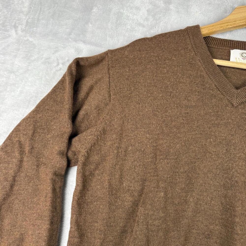 Viyella 100% Merino Wool V-Neck Sweater Brown Classic Knit Mens M Heritage VTG - Picture 8 of 9